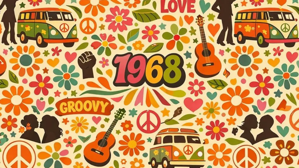 1968 Peace, Love & Groovy Duvar Kâğıdı